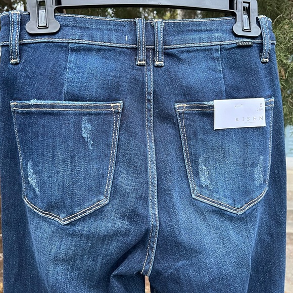 NWT Risen jeans 27 5 ultra high rise flare bell dark denim wide - Picture 6 of 16